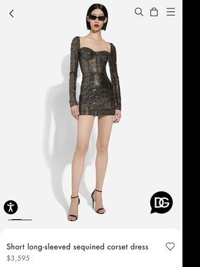 Dolce & Gabbana Black Metallic Sequined Corset Mini Dress